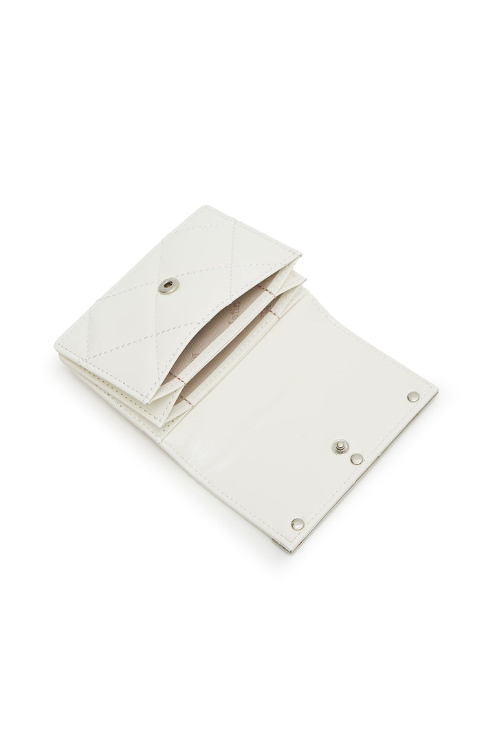 Matin Kim Puff Quilt Leather Wallet — Ivory