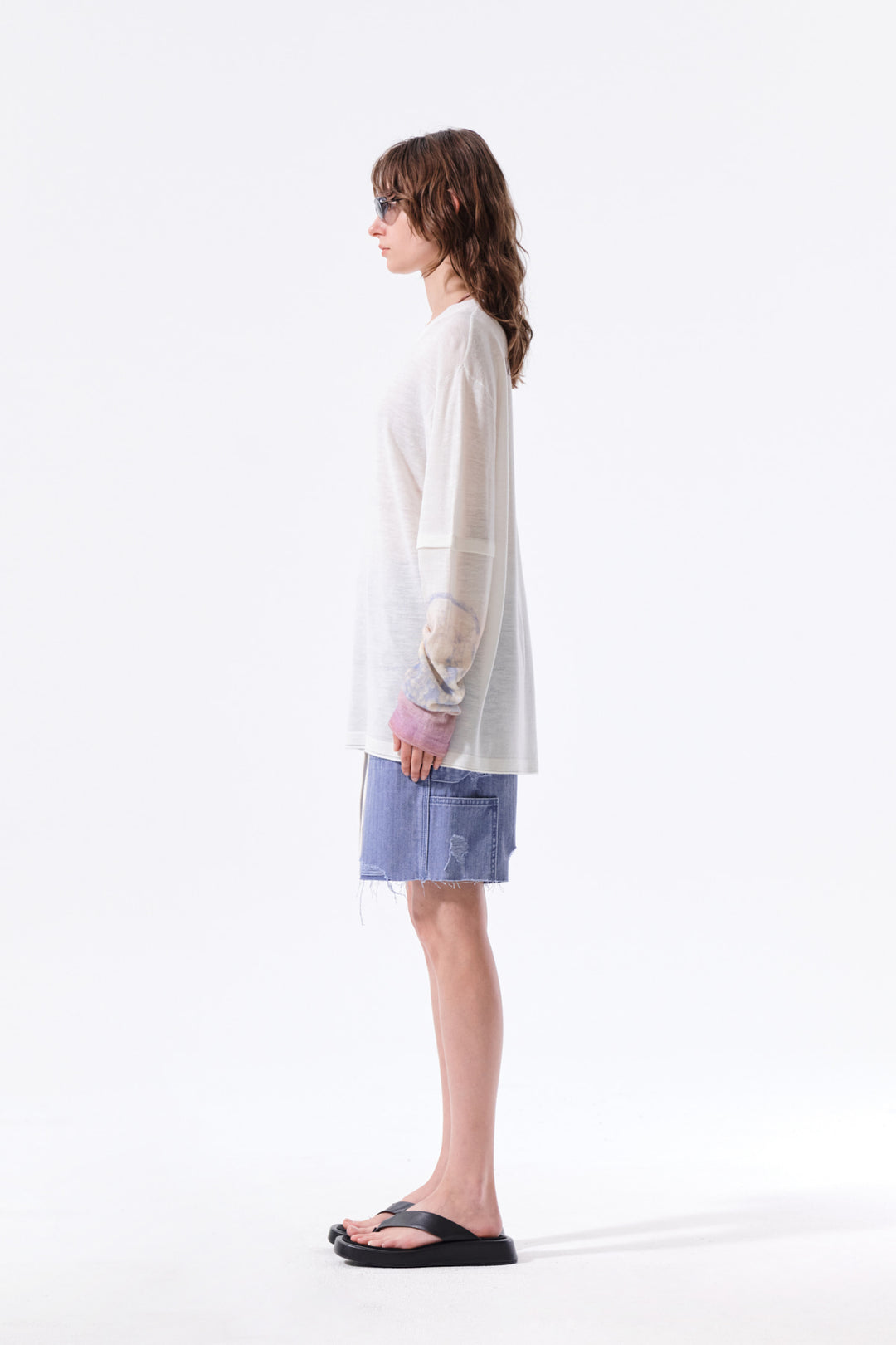 Matin Kim Sleeve Print Knit Pullover — Ivory