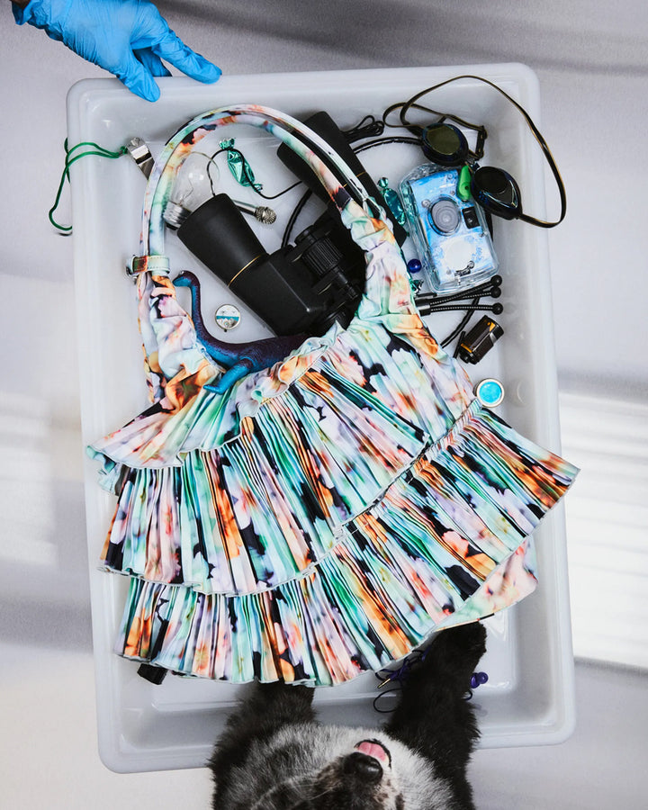Stand Oil Cloud Ringo Bag — Pleated Shoulder — Orange Blur Floral