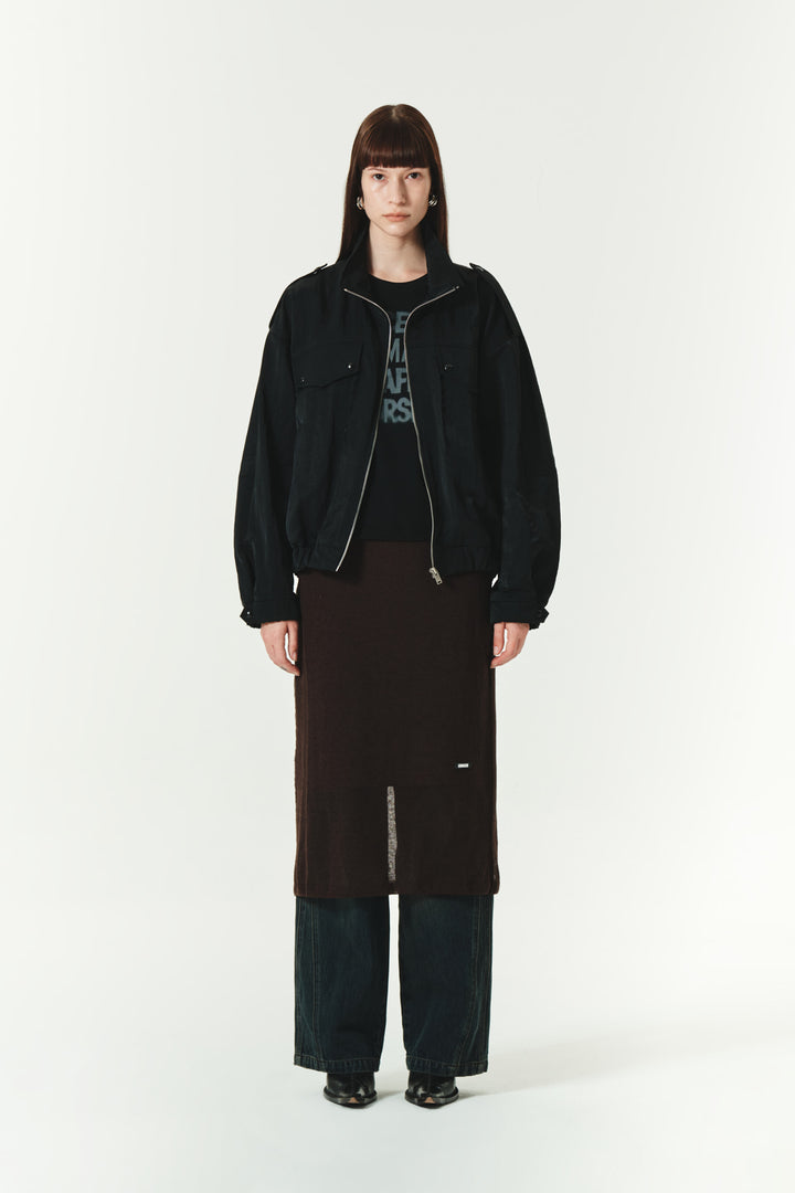 KIMMATIN H Line Sheer Knit Skirt — Brown