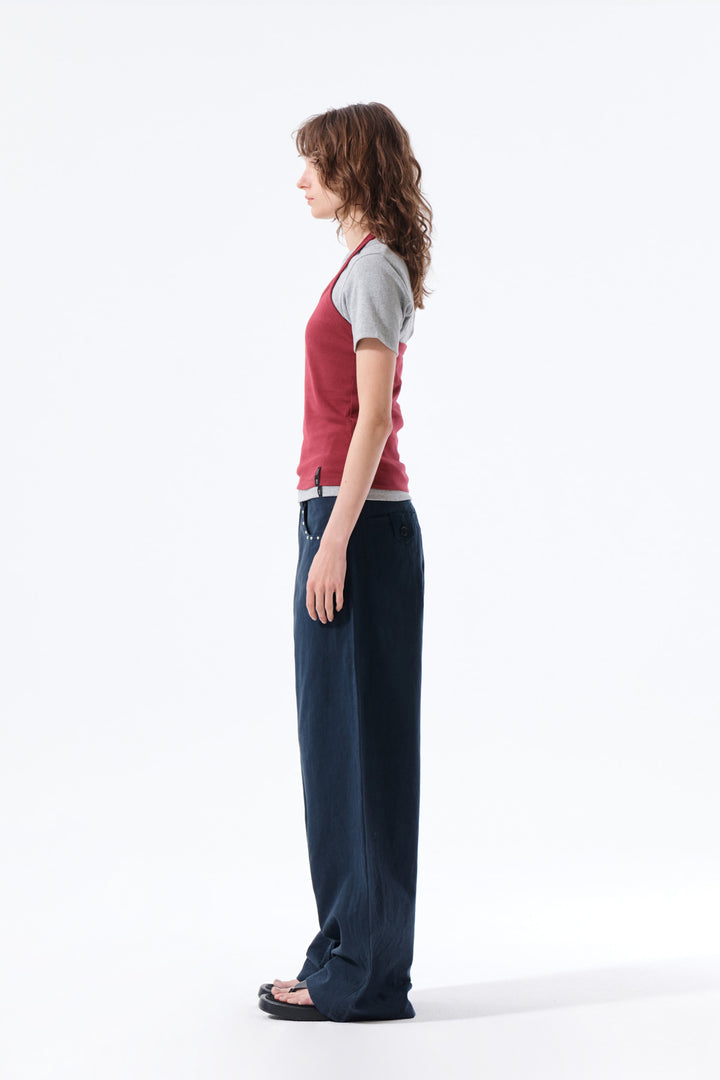 Matin Kim Label Detail Halter Tank — Wine