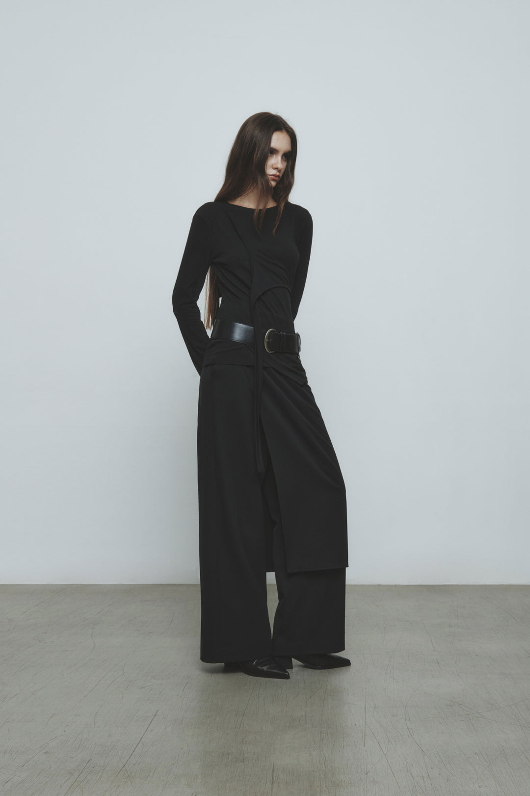 KIMMATIN Draw String Long Down Jumper — Black