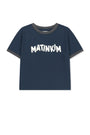 Matin Kim Logo Ringer Crop Top — Navy blue