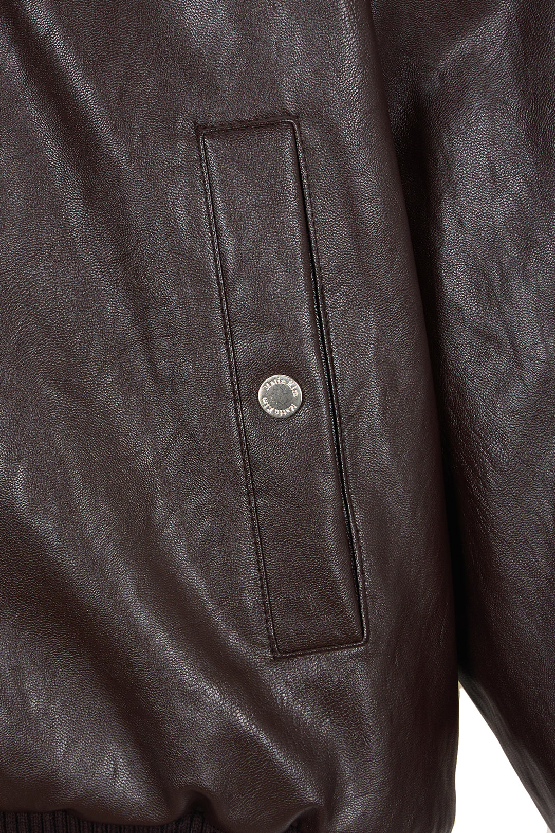 Matin Kim Faux Leather Zip-Up Hoody — Brown