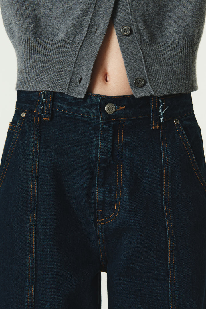 KIMMATIN Over Dying Tapered Denim — Blue