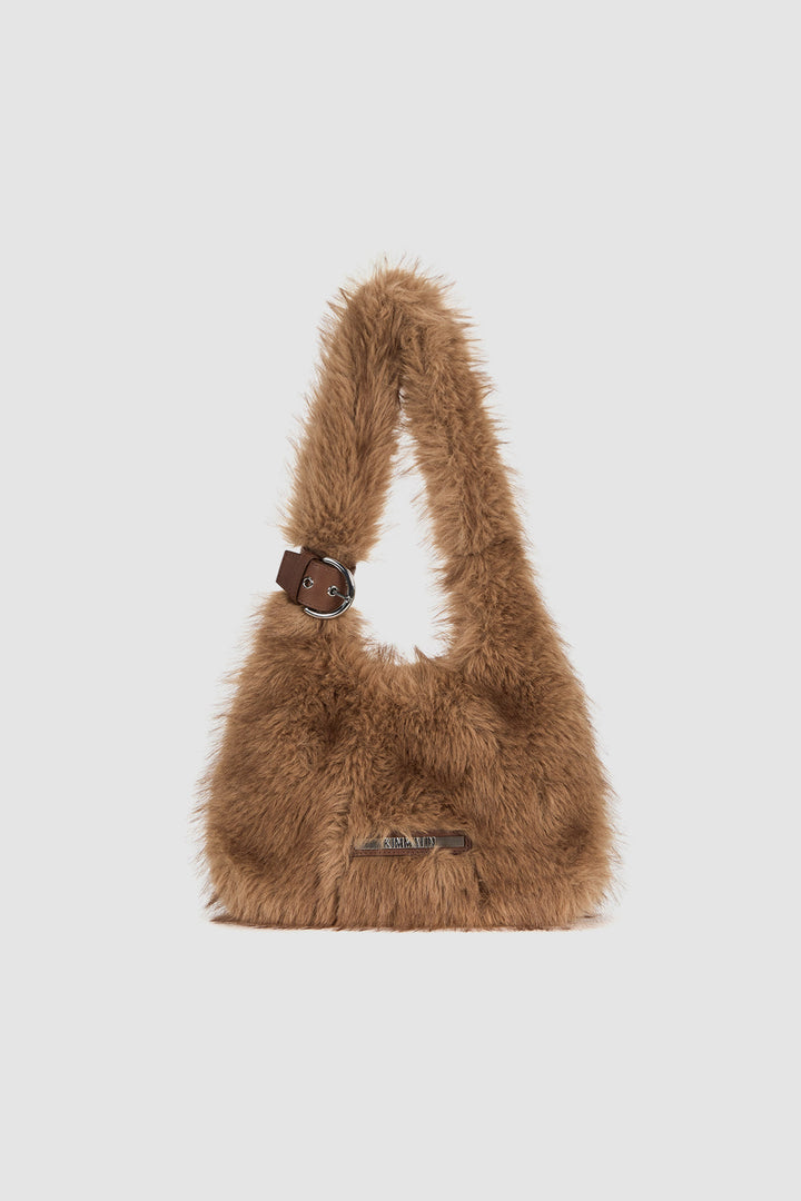 KIMMATIN Fur Triangle Mini Bag — Brown