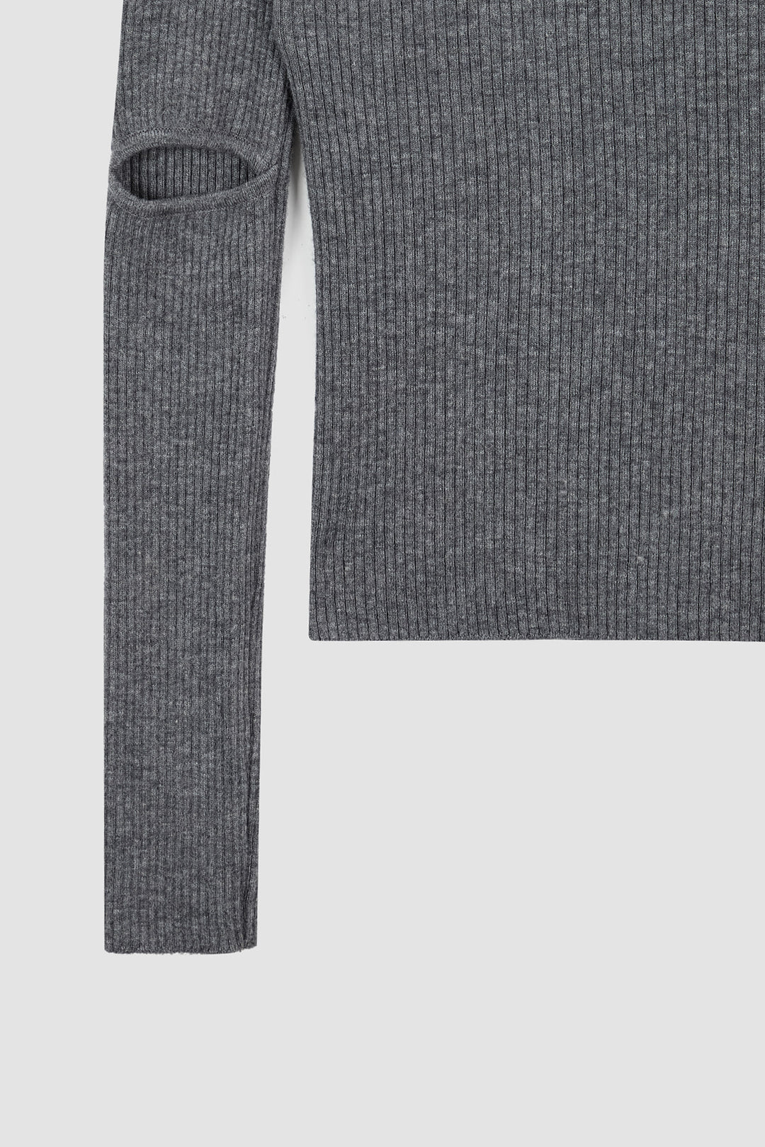 KIMMATIN Slit Point Slim Knit Top — Gray