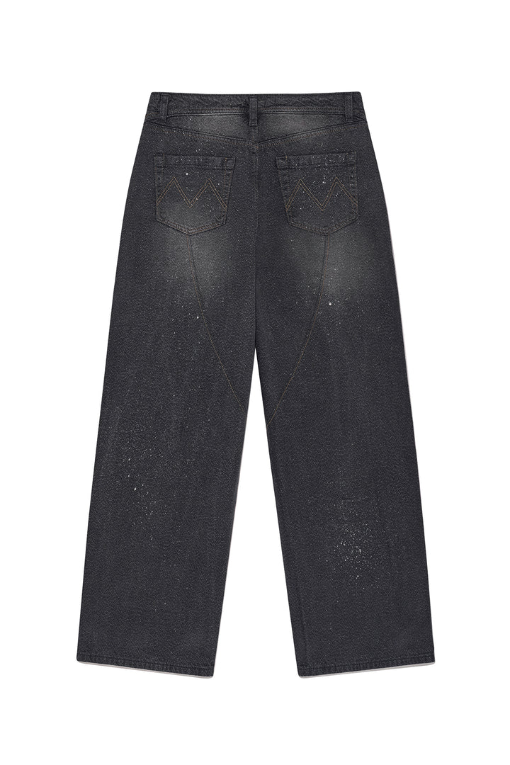 Matin Kim Back Line Point Soft Shiny Denim — Navy blue