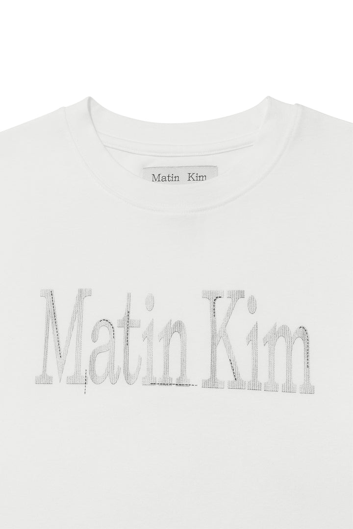 Matin Kim Pattern Artwork Logo Crop Top — White