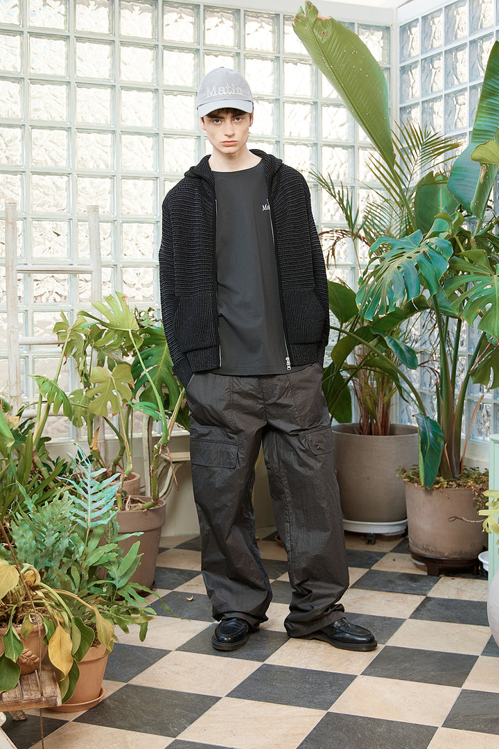 Matin Kim Two Tone Mesh Knit Hoody — Black