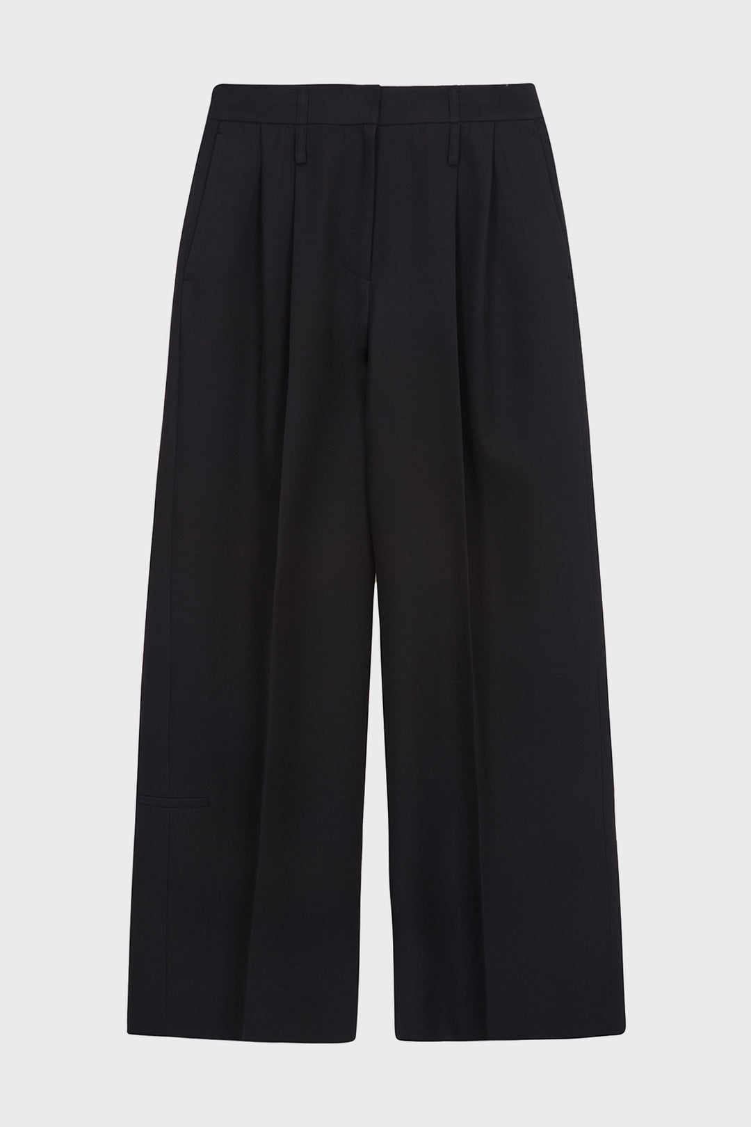 KIMMATIN Destressed Waist Pintuck Wide Pants — Black