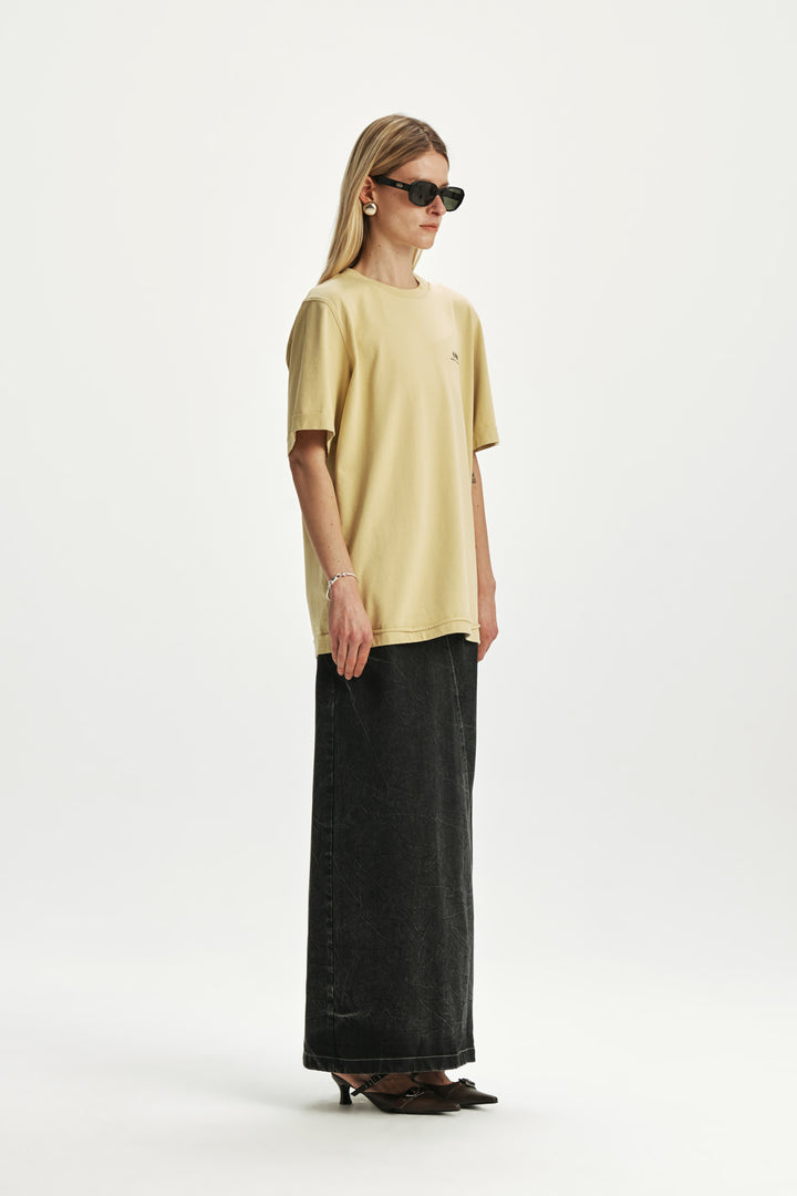 KIMMATIN Neck Slit Point Top — Olive