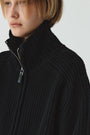KIMMATIN High Neck Zip Up Cardigan — Black