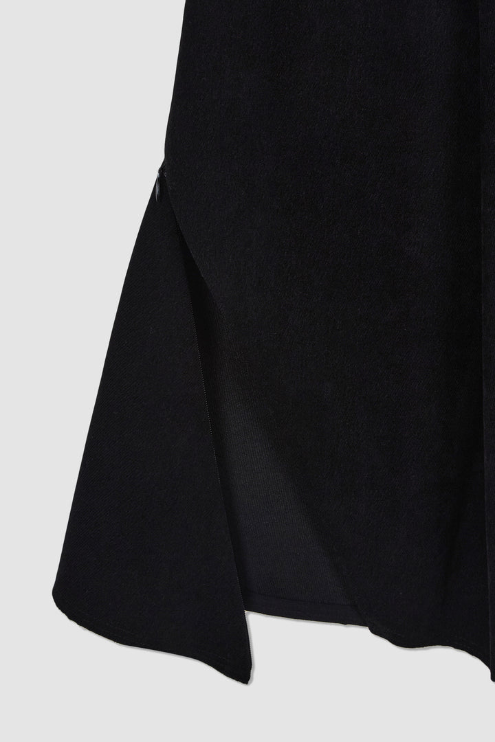 KIMMATIN Asymmetric Wrap Midi Skirt — Black