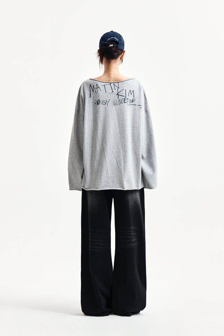 Matin Kim Raw Hem Boat Neck Top — Gray