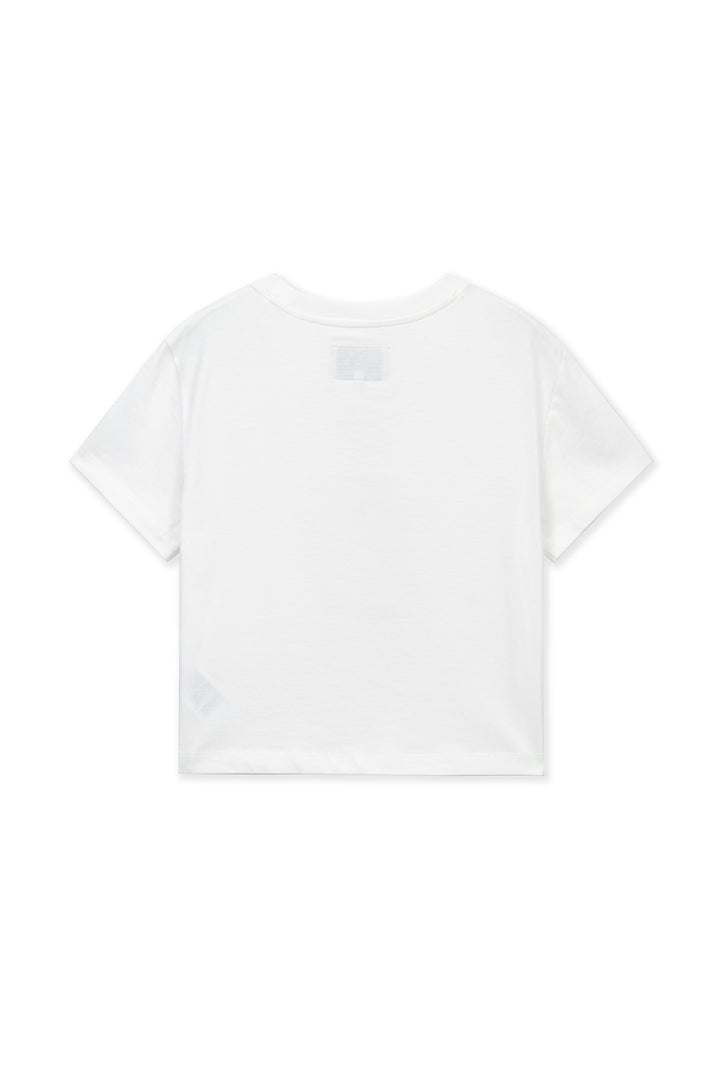 Matin Kim Label Point Lettering Crop Top — White