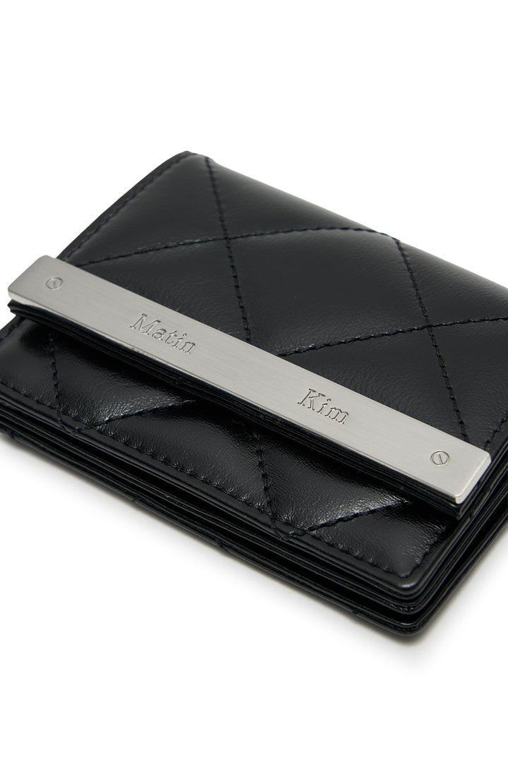 Matin Kim Puff Quilt Leather Wallet — Black