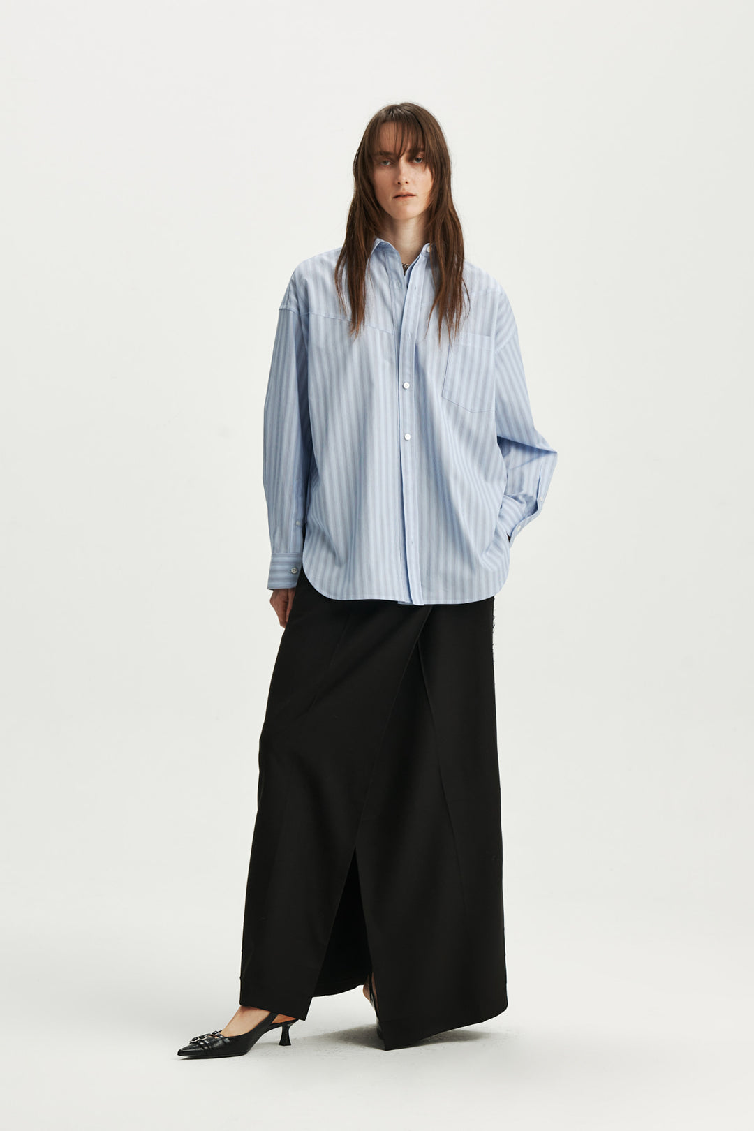 KIMMATIN Two Way Silhouette Shirt — Blue