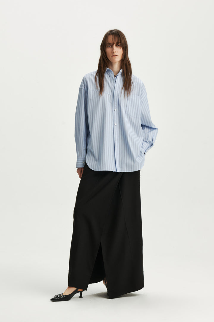 KIMMATIN Two Way Silhouette Shirt — Blue