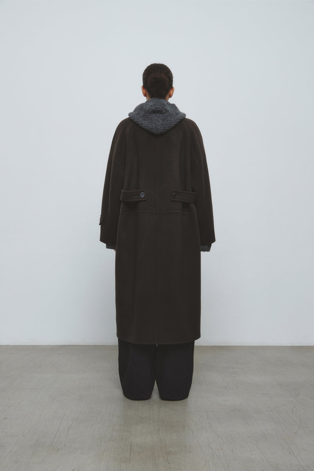 KIMMATIN Belted Double Wool Coat — Brown