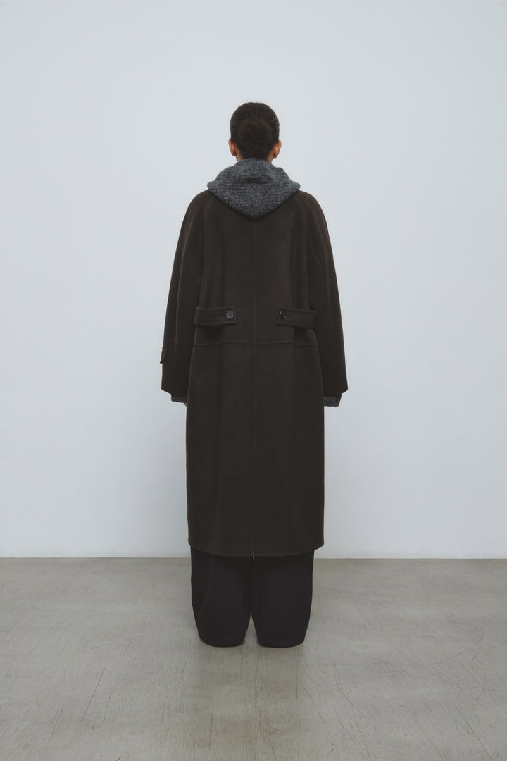 KIMMATIN Belted Double Wool Coat — Brown