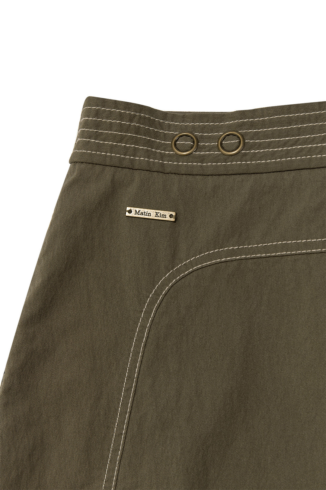 Matin Kim Stitch Point Belted Wrap Skirt — Khaki