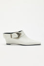 KIMMATIN Bold Buckle Leather Mule — White