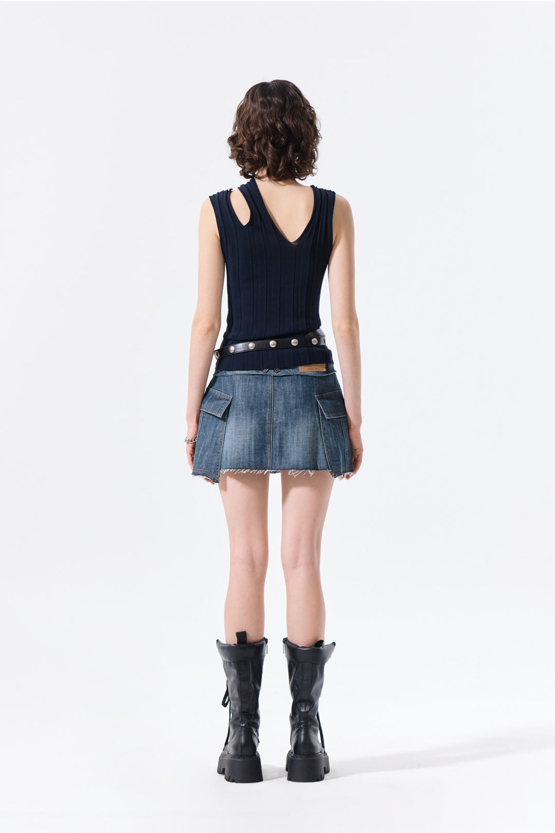 Matin Kim Cut Out Sleeveless Knit Top — Dark Navy