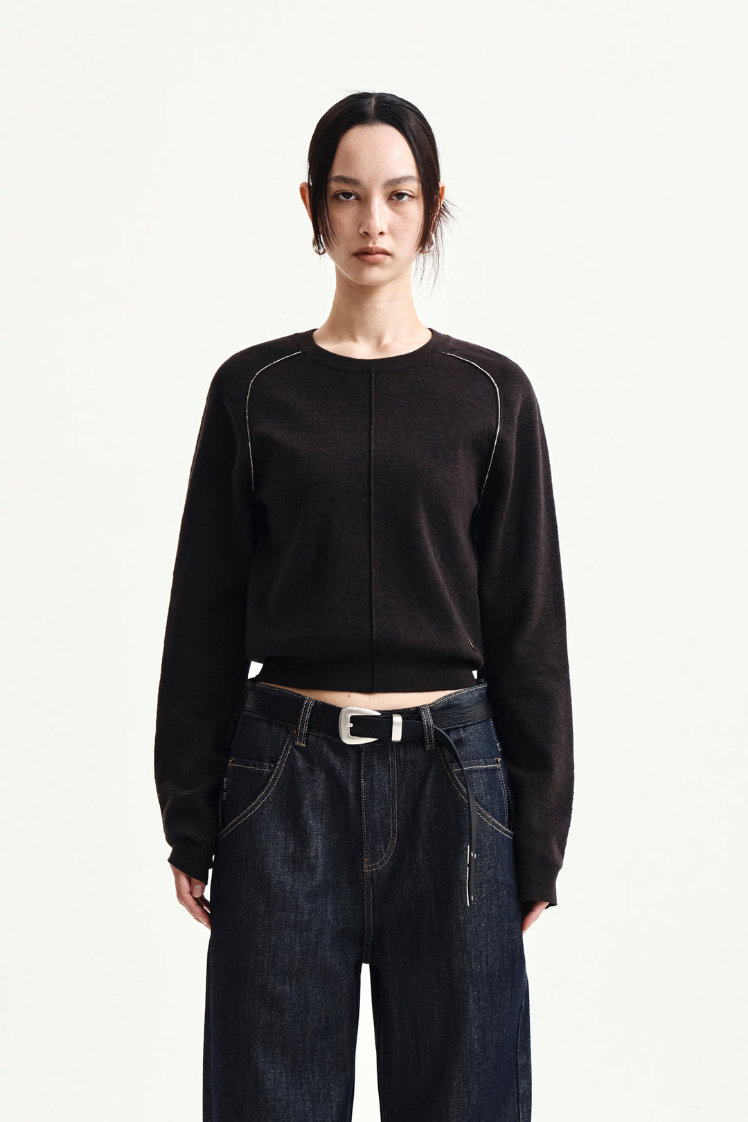 Matin Kim Raglan Sleeve Knit Pullover — Brown