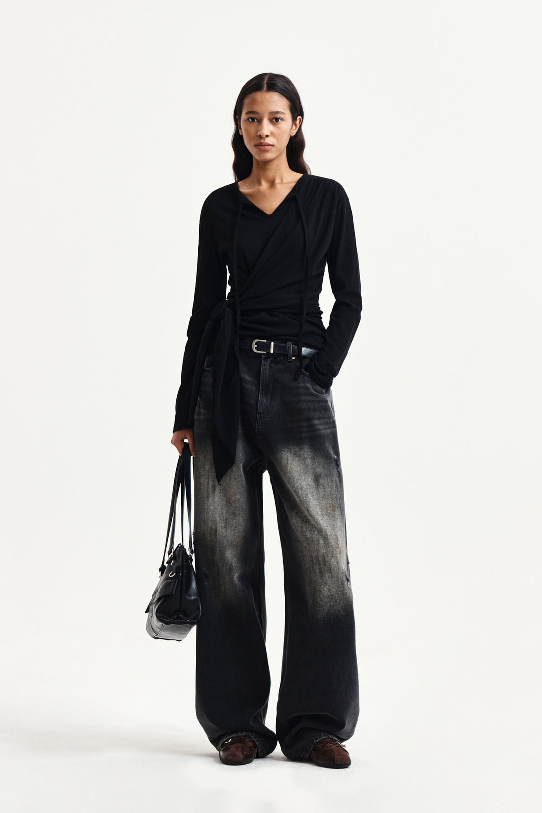 Matin Kim Tied Drapery Top — Black
