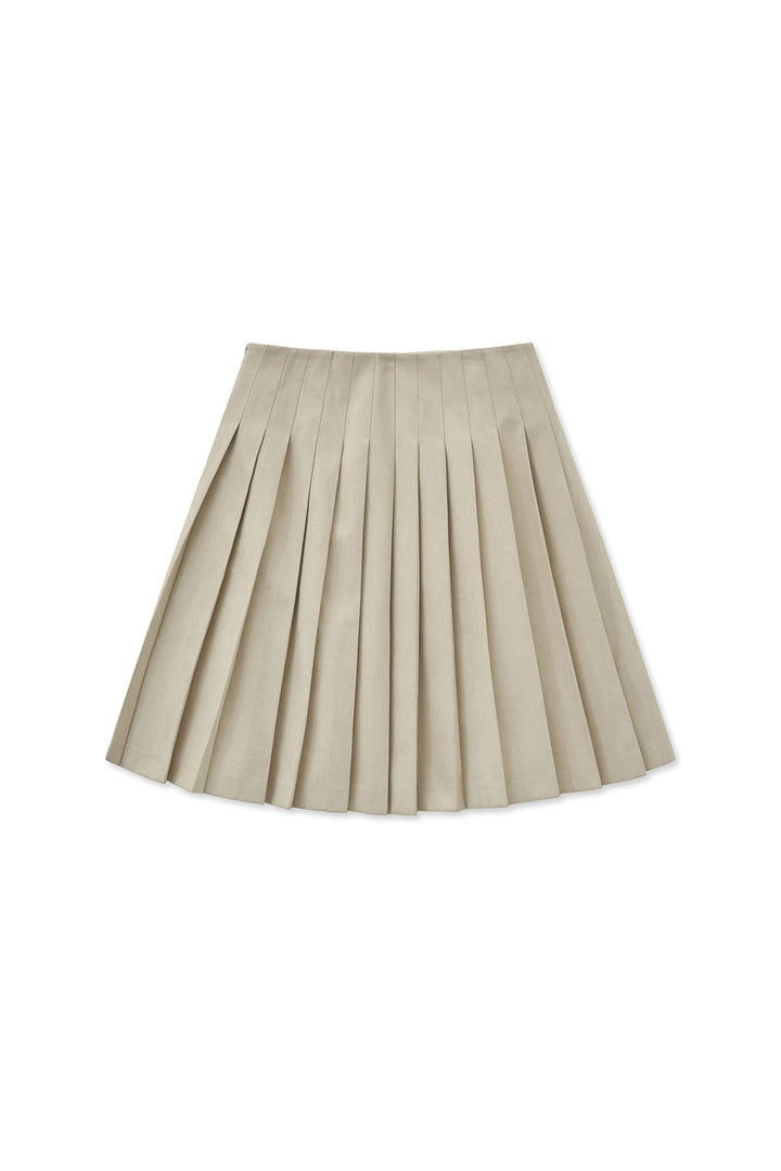 Matin Kim Side Zipper Pleats Midi Skirt — Beige