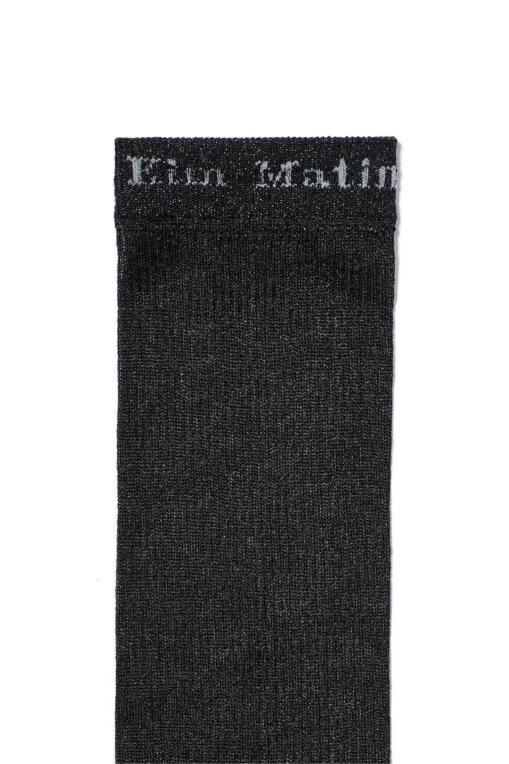 Matin Kim Sheer Glitter Crew Socks — Black