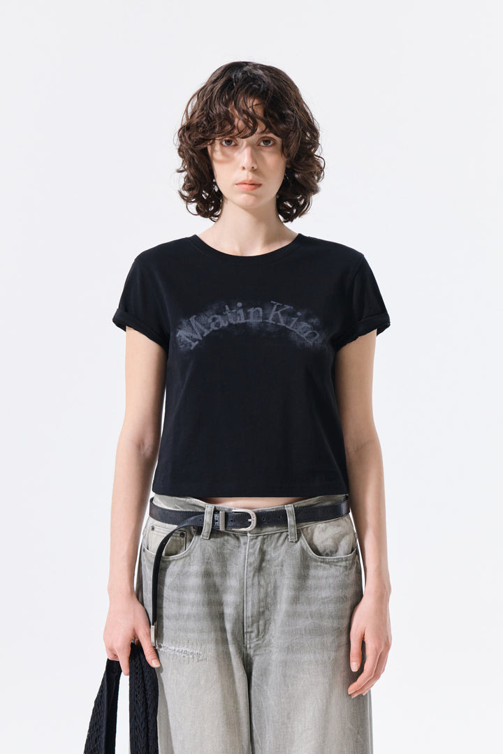 Matin Kim Arch Logo Crop Top — Black