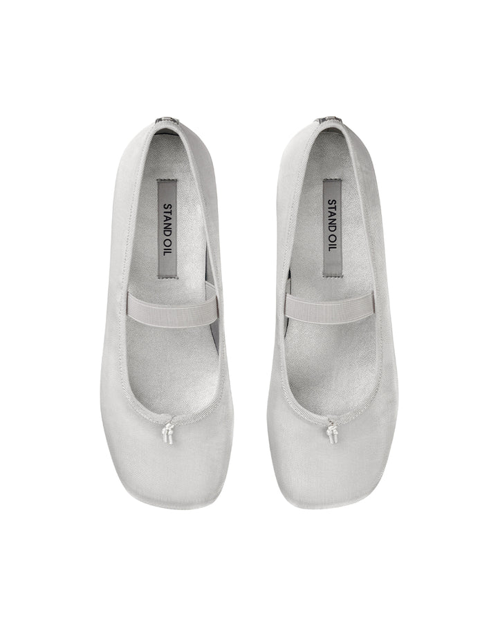 Stand Oil Faye Mary Jane — Semi-Square Flat — Mesh Silver