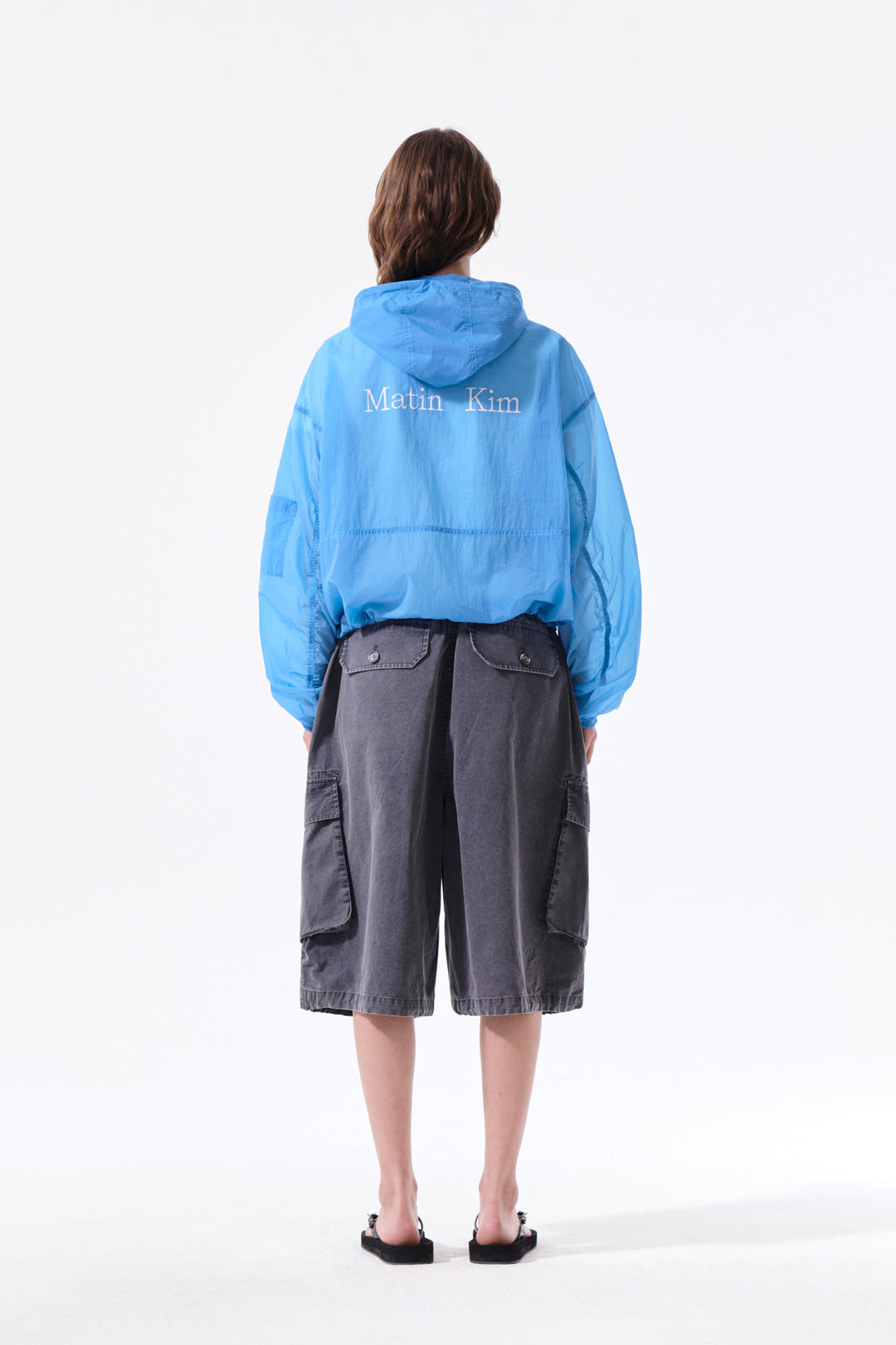 Matin Kim Back Logo Hoody Windbreaker — Blue