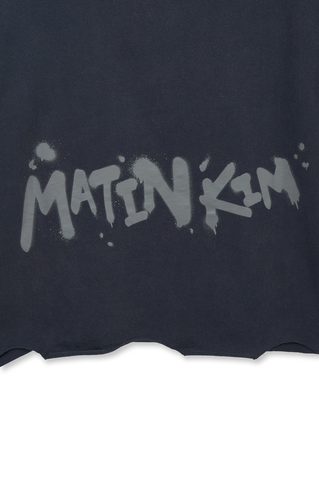 Matin Kim Raw Cut Graffiti Logo Top — Navy blue