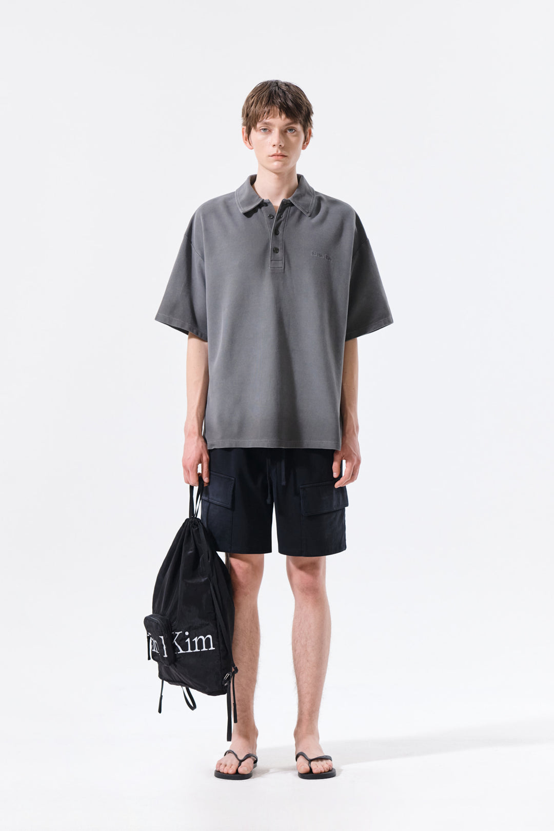 Matin Kim Vintage Washed Terry Cargo Shorts — Black