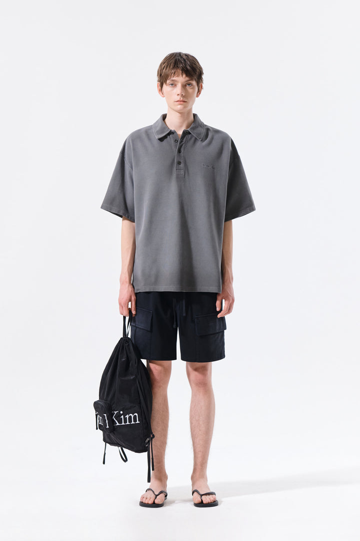Matin Kim Vintage Washed Terry Cargo Shorts — Black