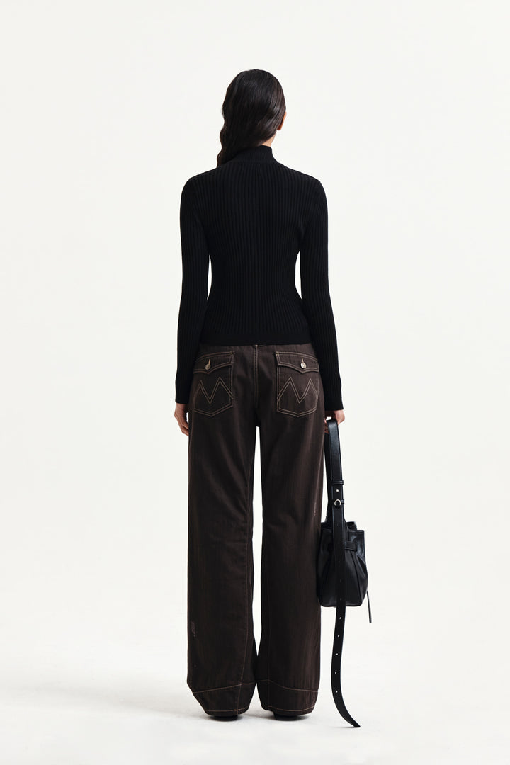Matin Kim Handcraft Slim Fit Cardigan — Black