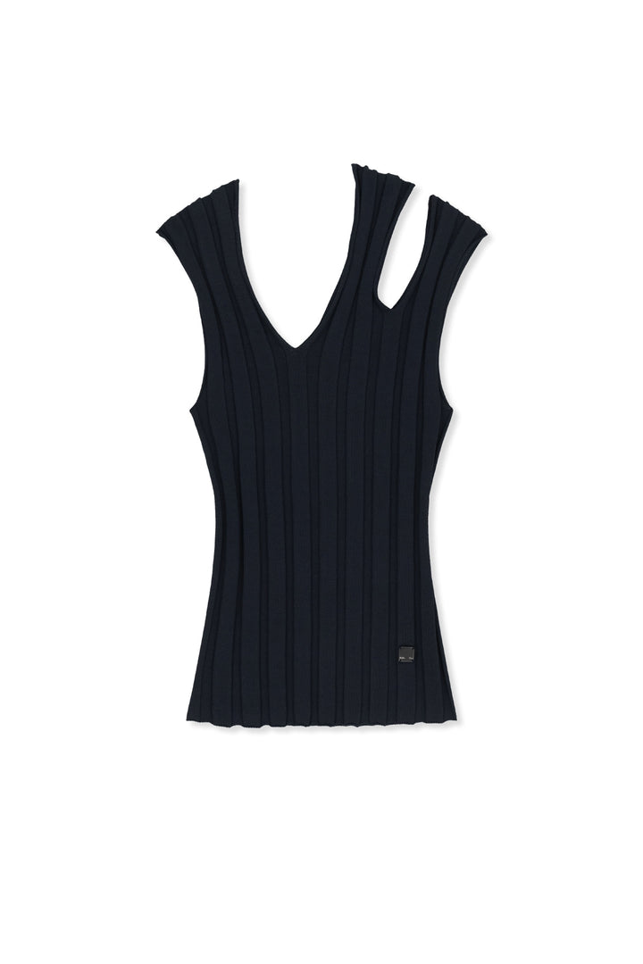Matin Kim Cut Out Sleeveless Knit Top — Dark Navy
