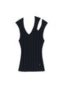 Matin Kim Cut Out Sleeveless Knit Top — Dark Navy