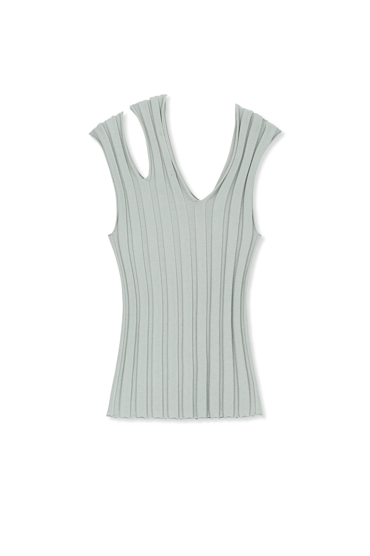 Matin Kim Cut Out Sleeveless Knit Top — Light Grey