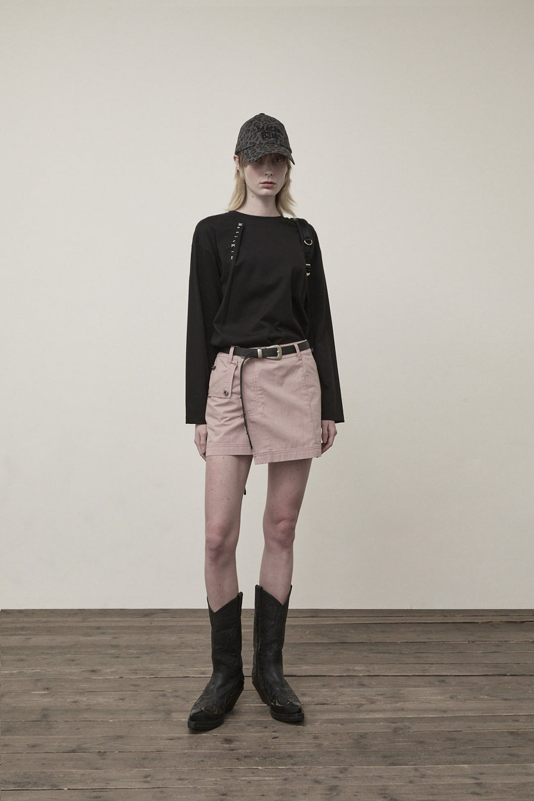 Matin Kim Pocket Foldover Wrap Mini Skirt — Pink