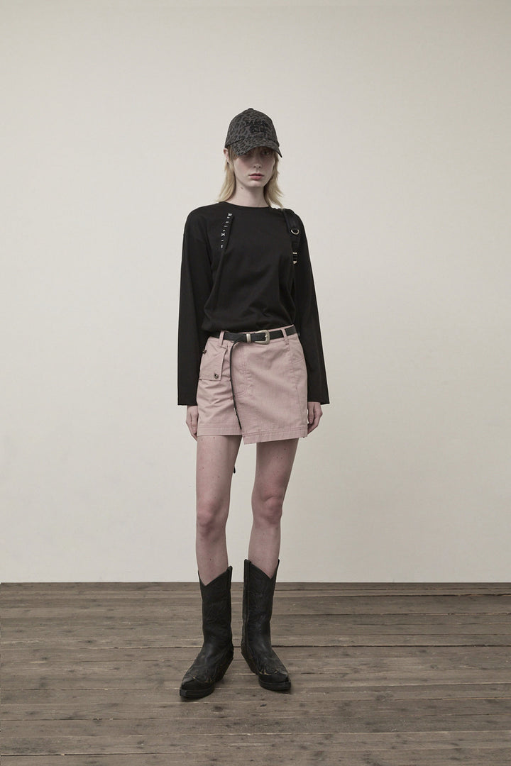 Matin Kim Pocket Foldover Wrap Mini Skirt — Pink