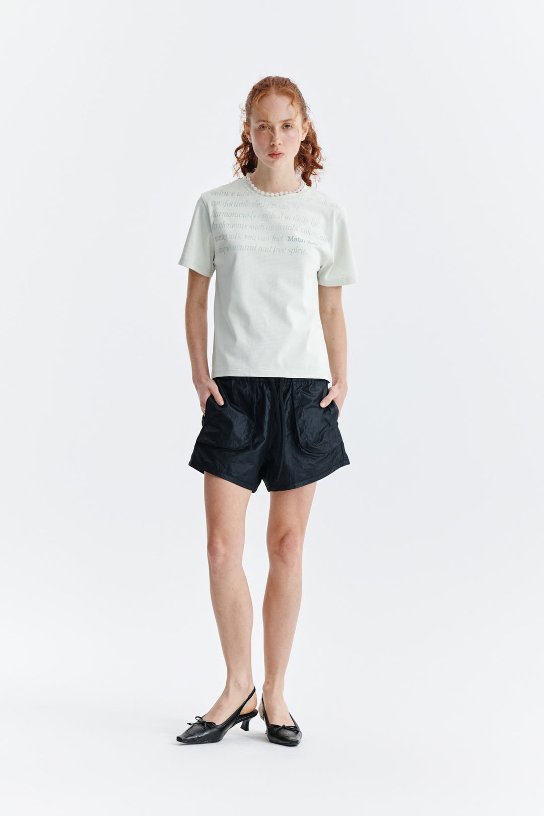 Matin Kim Logo Point Lettering Graphic Top — Green