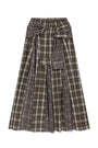Matin Kim Mixed Check Sleeve Tie Flare Skirt — Brown