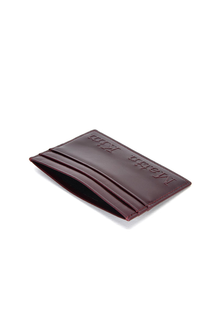 Matin Kim Embossed Logo Card Wallet — Burgundy