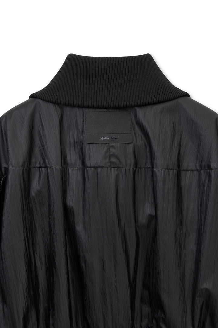 Matin Kim Shine Crinkle Zip Blouson — Black