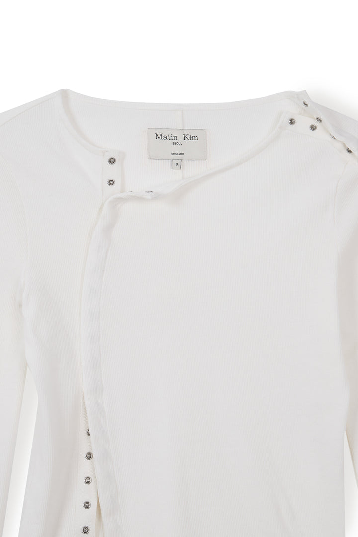 Matin Kim Snap Detail Slim Top — Ivory