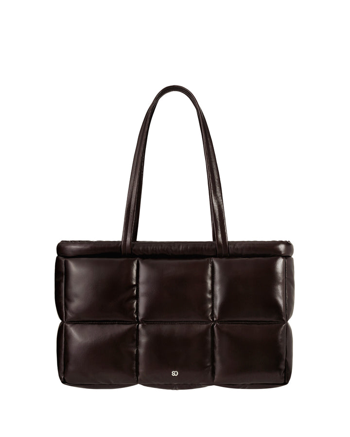 Stand Oil Bubble Bag — Padded Oblong Crossbody — Leathery Maroon
